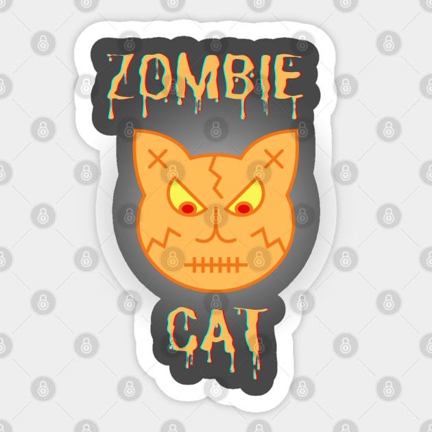 Zombie Cat Sticker by PetraKDesigns